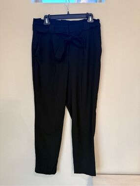 Express Black Paperbag Waist Tie Trousers